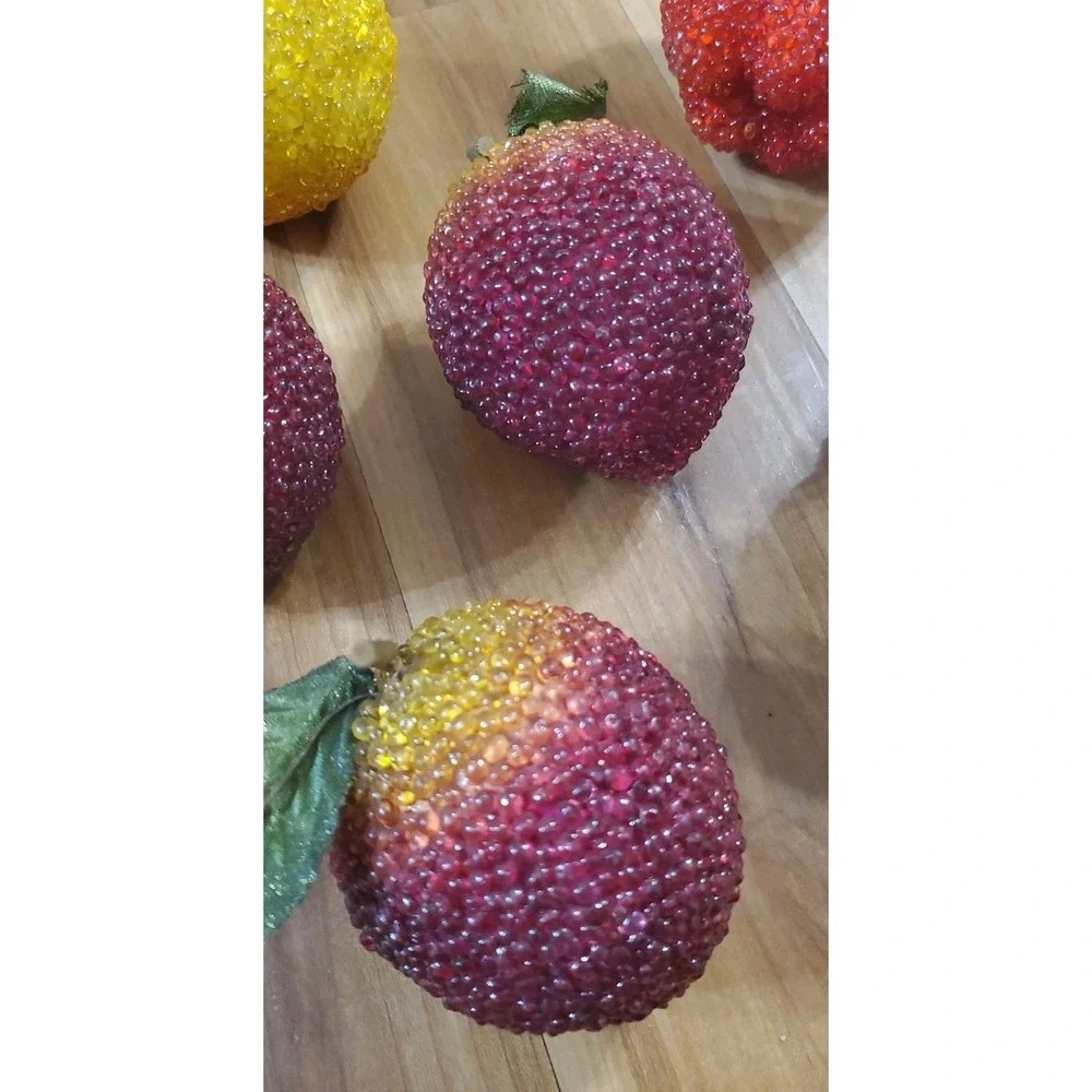 Vintage Beaded Jeweled Sugared Faux Fruit Holiday Tabletop Decor Variety
